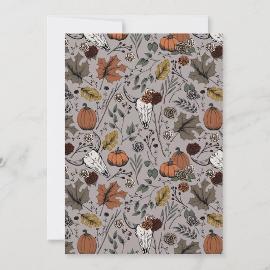 Taupe Westerne Thanksgiving Koe Schedel Herfst Oog Kaart (Achterkant)