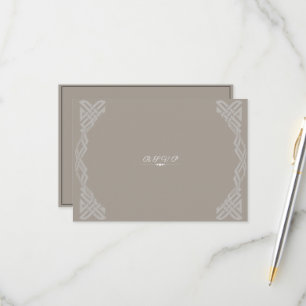 Taupe White Black Trendy Gay Wedding RSVP Kaartje
