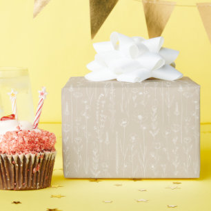 Taupe Wildebloem Bloemenkinderfeestje Cadeauverpak Cadeaupapier