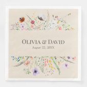 Taupe Wildflower Meadow Bruiloft Servetten (Voorkant)