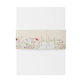 Taupe Wildflower Meadow Uitnodiging Belly Band Uitnodigingen Wikkel (Achterkant Voorbeeld)
