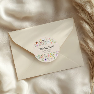 Taupe Wildflower Weide Trouw Dank Je Sticker