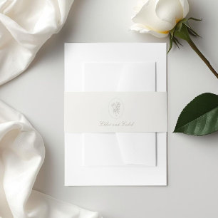 Taupe Zand Chic Ovale Botanische Huwelijk Uitnodigingen Wikkel