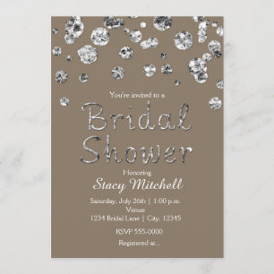 Taupe Zilver Glitter Glam Trouwfeest Uitnodiging