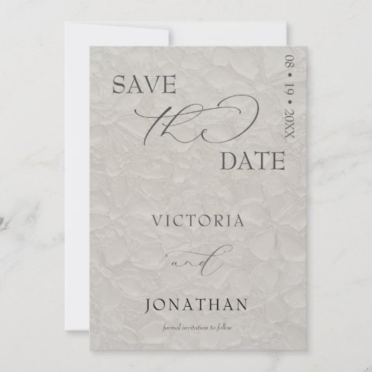 Taupe & Zwarte Eenvoudige Elegantie Save The Date (Voorkant)