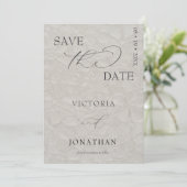 Taupe & Zwarte Eenvoudige Elegantie Save The Date (Staand voorkant)