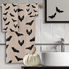 Taupe Zwarte Griezels Halloween Bad Handdoek