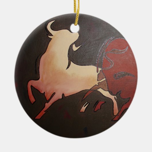 Taurean Bulls Animal Art Keramisch Ornament (Voorkant)