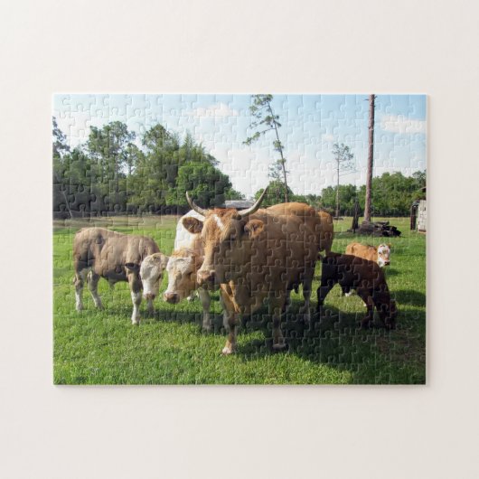 Taureau de vache et puzzle de la ferme de veaux (Horizontal)