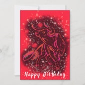 Taureau En Rouge Starry Carte D'Anniversaire (Devant)