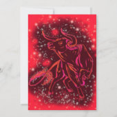 Taureau En Rouge Starry Carte D'Anniversaire (Dos)
