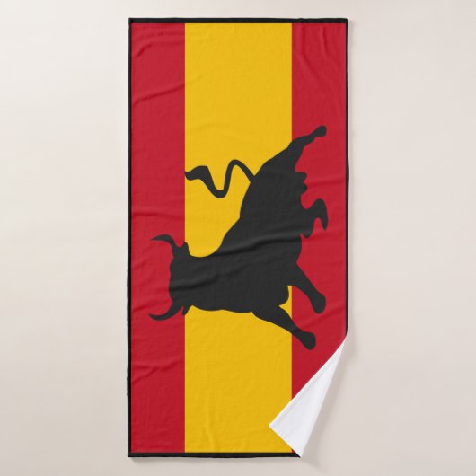 Taureau Silhouette Sur Drapeau Espagnol (Serviette de bain)