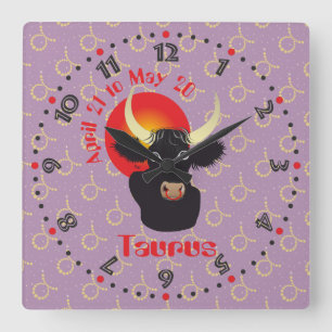 Taurus 21 april tot 20 mei wandklokken vierkante klok