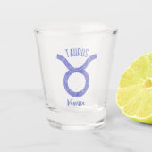 Taurus Astrologie Sign Paars Gepersonaliseerd Shot Glas (Voorkant)