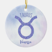 Taurus Astrologie Sign Speciaal Paars Keramisch Ornament (Voorkant)