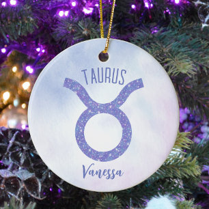  Taurus Astrologie Sign Speciaal Paars Keramisch Ornament