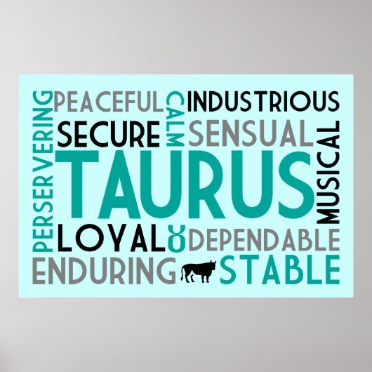 Taurus Astrology Word Collage Print (Voorkant)