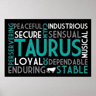 Taurus Astrology Word Collage Print