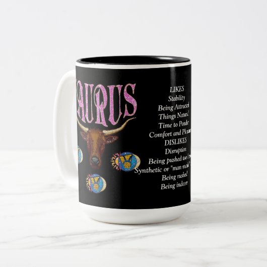 Taurus Birth Sign Zodiac Mok (Voorkant links)