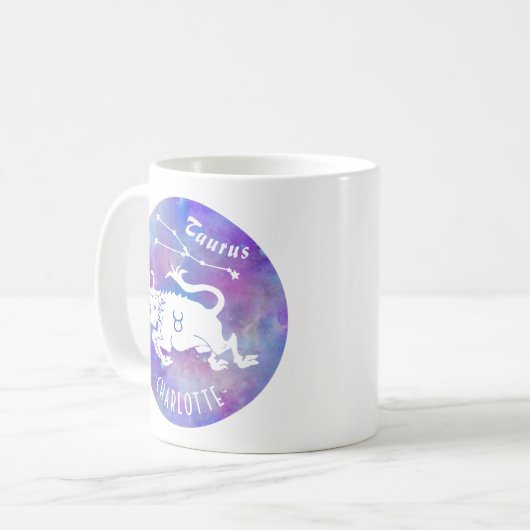 Taurus Bull Constellation Stars Name Birthday Gift Koffiemok (Voorkant links)