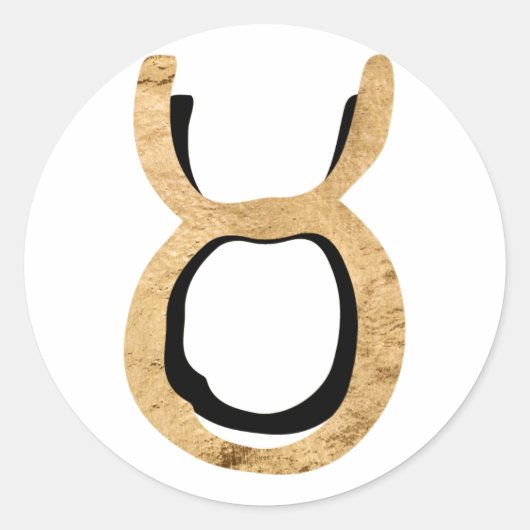 Taurus bull gehammerd goud zwart zodiaal symbool ronde sticker (Voorkant)