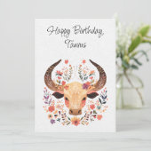 Taurus Bull Zodiac Boho Floral Verjaardag Kaart (Staand voorkant)