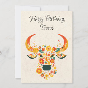 Taurus Bull Zodiac Floral Verjaardag Kaart
