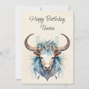 Taurus Bull Zodiac Waterverf Verjaardag Kaart