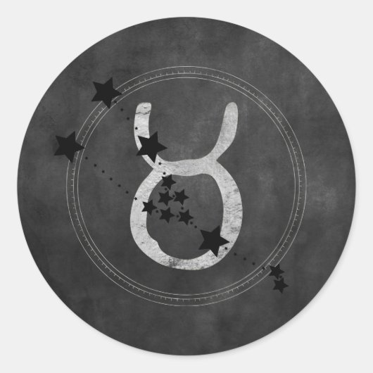 Taurus bull zwarte sterren Silver Zodiac-symbool Ronde Sticker (Voorkant)