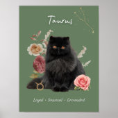 Taurus Cat Art Print, Zodiac Cat Poster (Devant)