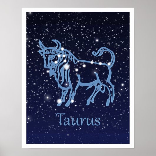 Taurus Constellation and Zodiac Sign with Stars Poster (Voorkant)
