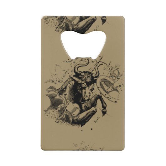 Taurus Constellation Map door Hevelius circa 1690 Kredietkaart Flessenopener (Voorkant)