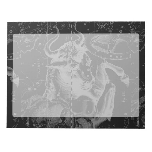 Taurus Constellation Map Hevelius 1690 op zwart Notitieblok (Voorkant)