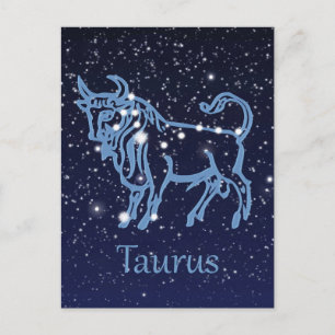 Taurus Constellation & Zodiac Sign met sterren Briefkaart