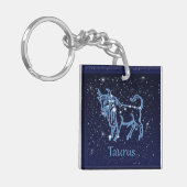 Taurus Constellation & Zodiac Sign met sterren Sleutelhanger (Voorkant Links)