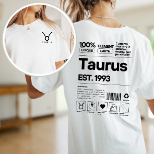 Taurus Custom Zodiac Astrologie Verjaardag Mei T-shirt