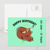 Taurus de Bull Artistic Zodiac Sign Illustration Briefkaart (Voorkant / Achterkant)