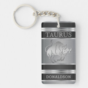 Taurus ♉ de Bull in Black en Silver Mesh Sleutelhanger
