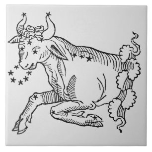 Taurus (de stier) een illustratie uit het 'Poëtis Tegeltje