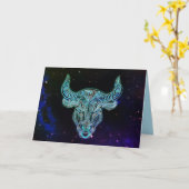 taurus de stier zodiaal wenskaart kaart (Gele Bloem)