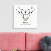 Taurus de stier zwart gepersonaliseerd dierlijk go canvas afdruk (Insitu (Woonkamer))