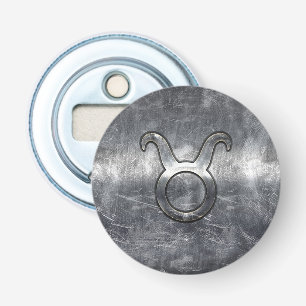 Taurus Dierenriemsymbool in Grunge Vervallen Stijl Button Flesopener