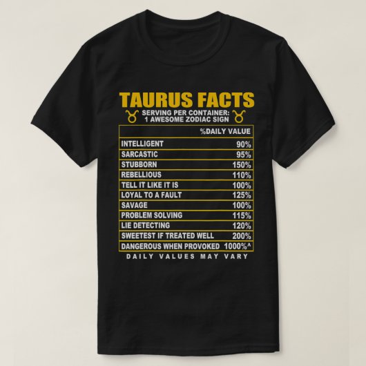 Taurus Facts T-shirt (Design voorkant)