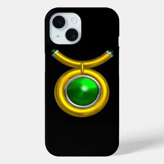 TAURUS/GOLD, GROEN EMERALD ZODIAC SIGN JEWEL Case-Mate iPhone CASE (Achterkant)