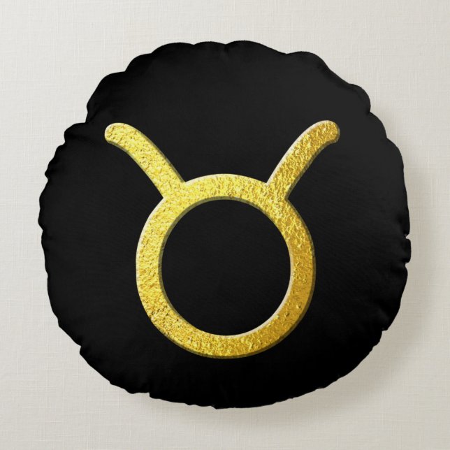 Taurus Gold Rond Kussen (Voorkant)
