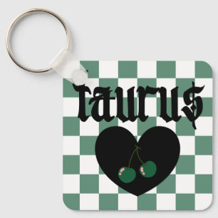 Taurus Gotische esthetische geruit kersen ontwerp Sleutelhanger
