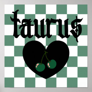 Taurus Gotische esthetische geruite kersenkunst Poster