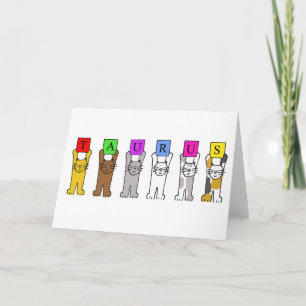 Taurus Happy Birthday Cute Cartoon Cats Kaart