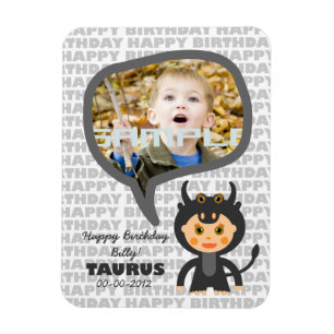 Taurus Happy Birthday Keepslag voor kinderen Magneet