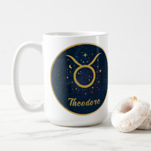 Taurus het Bull zodiasymbool goud gepersonaliseerd Koffiemok